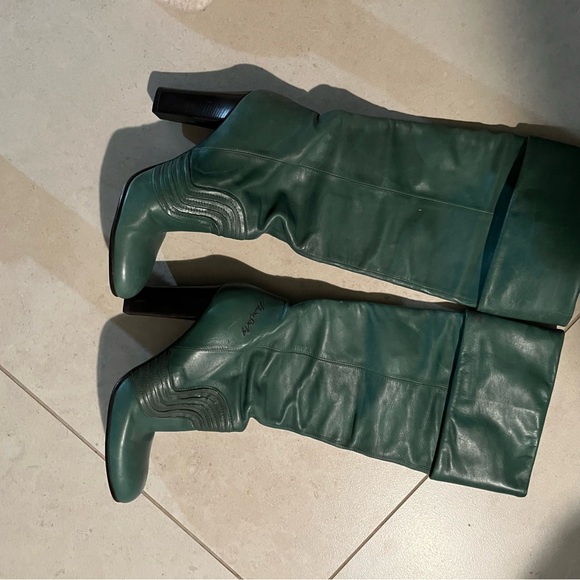 Miss Sixty Authentic Italian Leather Green High Heel Boots size 41 (9.5) - Picture 6 of 8